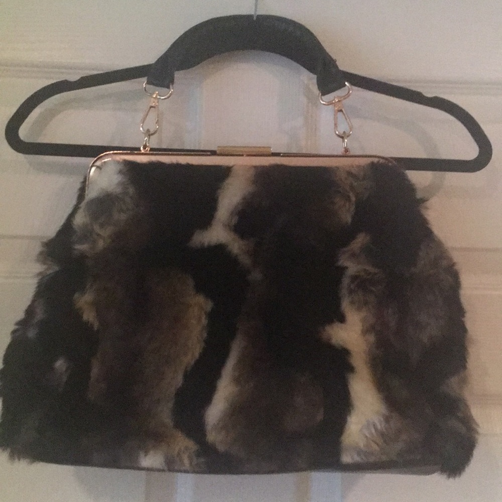 Faux fur shoulder bag